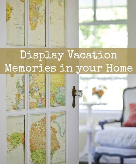 Display Vacation Memories in your Home. From maps to shadow boxes these creative tips will help keep your memories alive! #art #decor #DIY #home Vacation Memory Ideas, Unusual Wall Art, Memory Ideas, Sand Vase, Travel Room, Tall Glass Vase, Memory Wall, Old Candles, Framed Map