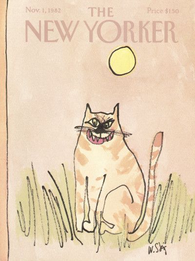 William Steig : Cover art for The New Yorker 3011 - 1 November 1982 New Yorker November, William Steig, New Yorker Cover, Serious Cat, Brain Pickings, Fancy Cat, Cafe Posters, Buch Design, New Yorker Covers