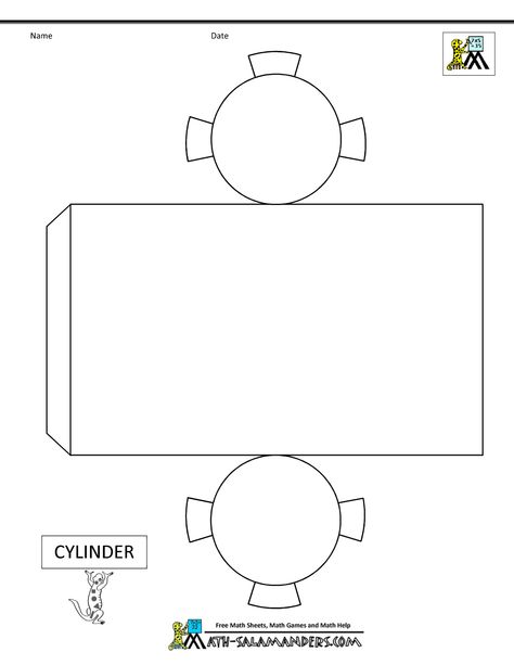 Cylinder box How To Make A Cylinder Out Of Paper, 3d Shape Nets Printable, Submarine Coloring Pages, 3d Shapes Nets, 3d Cylinder, Paper Cylinder, 3d Shapes Activities, Shapes Printable, 3d Geometric Shapes