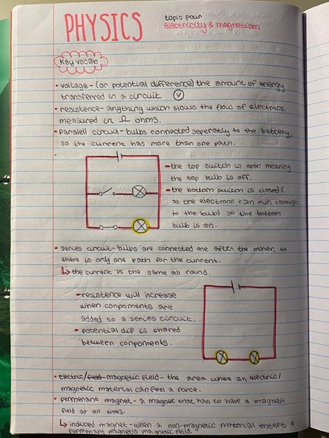 physics revision Grade 10 Physics Notes, Electricity And Magnetism Notes, Science Revision Notes Physics, Physics Notes Grade 10, Grade 10 Physical Science Notes, How To Revise Physics, Physics Paper 1 Revision Aqa, Physics Electricity Notes, Physics Revision Gcse Notes