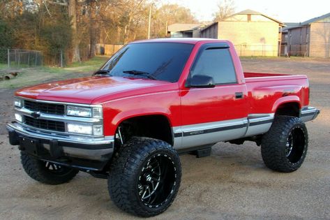 This is a 5.7 350 truck. This truck is BEAUTIFUL. People stop me all the time just to comment on it. All of the suspension and wheel and tire upgrades are only recent so everything is really tight. All of the suspension parts, shocks, ball joints, tie rod ends, & steering box where replaced.  ... 1994 Chevy Silverado 1500, Chevy Silverado 1500 Lifted, 1997 Chevy Silverado, 1994 Chevy Silverado, Stepside Truck, Single Cab Trucks, Chevy Stepside, Chevy Trucks Silverado, Chevy 1500