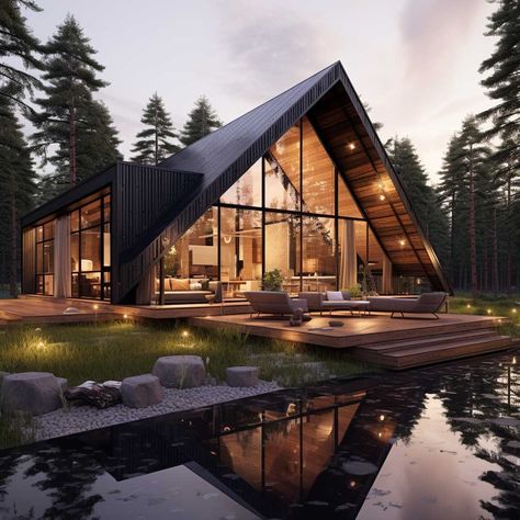 Cabin Exterior Ideas, Modern Cabin Exterior, Chalet Exterior, Modern Cabin Design, Home Exterior Ideas, Modern Home Exterior, Rustic Home Exterior, Cabin Style Homes, Modern Wooden House