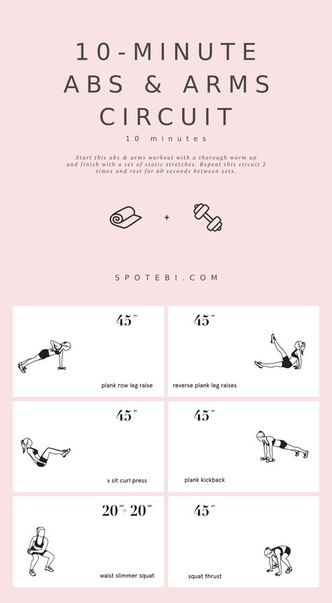 10-Minute Abs & Arms Circuit Arms Circuit Workout, Ten Minute Ab Workout, 20 Min Arm Workout Women, 10 Min Arm Workout Weights, 30 Minute Gym Workout, 10 Min Arm Workout, 10 Minute Morning Workout, 10 Minute Arm Workout, Arm Circuit Workout