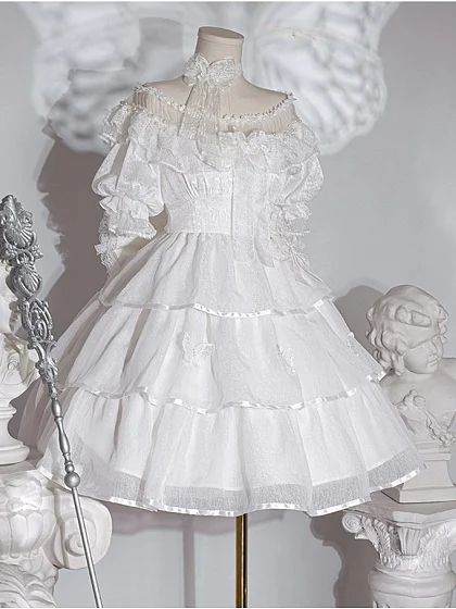 Short Victorian Dress, White Poofy Dress, Juno Core, Senior Dress, White Victorian Dress, Vintage Short Dress, Gaun Abad Pertengahan, Poofy Dress, Halloween 23