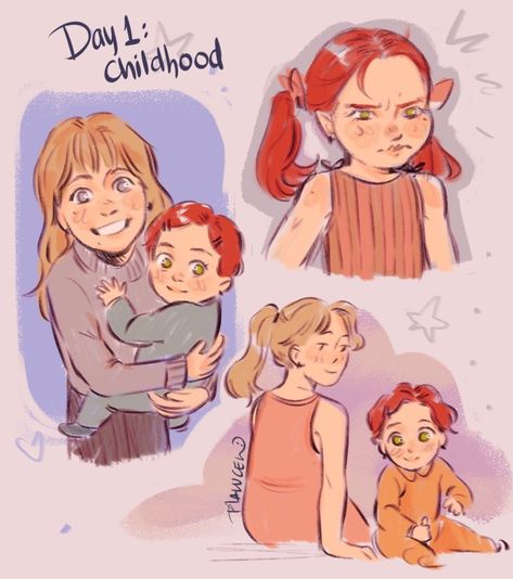 maluceh☆ Lily And Petunia Evans, Petunia Evans, Lily Evans Potter, Toddler Drawing, Marauders Fan Art, Harry And Ginny, Lily Potter, Harry Potter Pin, Desenhos Harry Potter