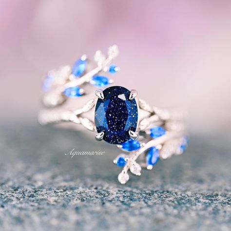 Starry Night & Sapphire Leaf Engagement Ring Set 925 Sterling Silver | Lunar Starlight Ring Set | Unique Promise Ring | Outer Space-Inspired Ring for Her ►Transport her to a world of celestial beauty with the Starry Night & Sapphire Leaf Engagement Ring Set. Crafted in high-quality 925 sterling silver, this enchanting ring set is perfect for those who seek a touch of magic in their everyday life. The delicate band is adorned with sapphire gemstones, representing shimmering starlight, while intri Sapphire Wedding Ring Set, Sultana Kosem, Mens Wedding Bands Black, Space Rings, Unique Promise Rings, Leaf Engagement Ring, Black Wedding Band, The Starry Night, Silver Shop