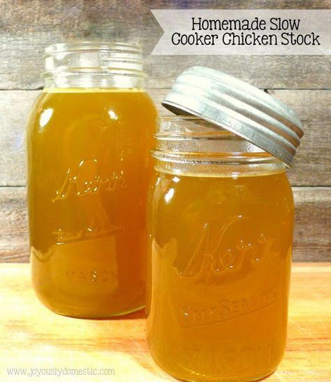 Joyously Domestic: Homemade Slow Cooker Chicken Stock Crockpot Chicken Stock, Fodmap Soups, Chicken Stock Recipe, Chicken Cooker, Canning Ideas, Vegetable Scraps, Crockpot Ideas, Homemade Chicken Stock, Chicken Pieces