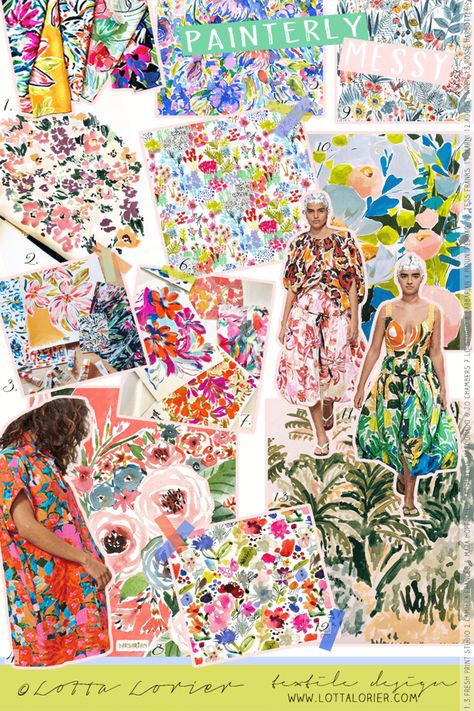 Print Design Trends 2024, Floral Mood Board, Trending Color Palettes, Board Mood, Watercolour Pattern, Print Design Trends, Mood Bored, Fashion Trend Board, Trend Board