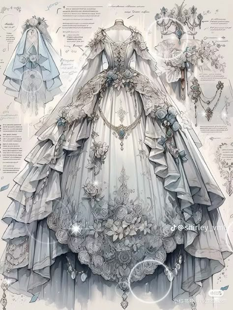 Era Dresses, Victorian Era Dresses, Coronation Dress, Fairytale Gown, Dreamy Gowns, Dress Design Drawing, Old Fashion Dresses, Clothing Design Sketches, Fantasy Dresses