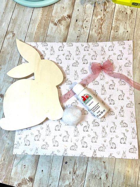 Easter Bunny Art Project, Dollar Tree Wooden Bunny Crafts, Quick Easter Crafts, Dollar Tree Wood Bunny Crafts, Dollar Tree Easter Diy Ideas, Spring Diy Crafts Decor, Dollar Tree Diy Easter Crafts, Dollar Tree Rabbit, Dollar Tree Bunny Crafts