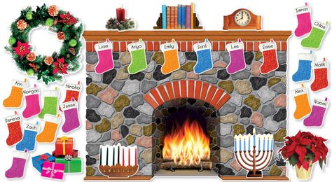 Holiday Hearth Bulletin Board (SC546913): Amazon.ca: Office Products Classroom Christmas Bulletin Boards, Christmas Bulliten Board Ideas December, Childcare Crafts, Holiday Bulletin Boards, Christmas Bulletin Boards, Winter Bulletin, Scholastic Book Fair, Behavior Management Strategies, Christmas Bulletin Board