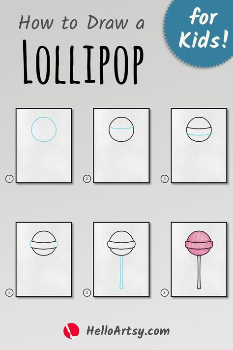 Draw easy lollipop for children. Designed for kids who want to learn how to draw! Follow along with each picture to learn how to draw a lollipop. Want to see the complete drawing tutorial with a downloadable PDF? It's completely free. No opt-in required! CLICK THE PIN to ACCESS!!! How To Draw Lollipop, How To Draw A Lollipop, How To Draw Candy, Zen Patterns, Draw Food, Doodle Art For Beginners, Easy Cartoon, Nerds Candy, Watercolor Brush Pen