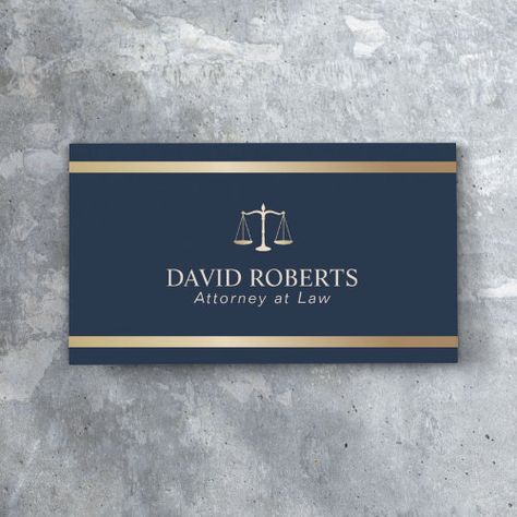 $27.40 | Modern Gold Stripe Navy Blue Lawyer Attorney #lawyer, law office, attorney at law, professional, navy, formal, law student, lawyer assistant, modern, industry Law Firm Logo Branding, Attorney Business Cards, Lawyer Business Card, Business Stationary, Gold Business Card, Graphic Design Photoshop, Attorney At Law, Modern Business Cards, Personal Business Cards