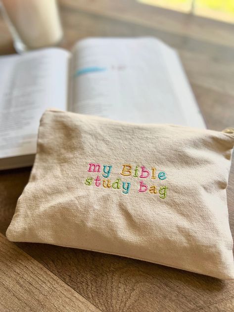 My Bible Study Bag Canvas Zipper Pouch Bag, Christian Pencil Case, Bible Journaling Pouch, Bible Verse Gifts, Christian Woman Aesthetic - Etsy Christian Woman Aesthetic, Bible Study Bag, Study Bag, Canvas Zipper Pouch, Cute Bibles, Bible Bag, Woman Aesthetic, Bible Verse Background, Gifts Christian