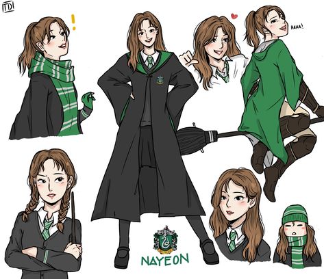 ♡ on Twitter: "Im Nayeon - Slytherin 🐍 - intimidating but can also be a softie 🥺  [ #TWICE x HOGWARTS ]… " Harry Potter Uniform, Hogwarts Uniform, Stile Harry Potter, Harry Potter Oc, Harry Potter Girl, Tapeta Harry Potter, Theme Harry Potter, Desenhos Harry Potter, Harry Potter Artwork