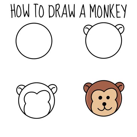 Follow this super easy step by step guide Draw Monkey, Easy Hand Drawings, Steps To Draw, Easy Draw, Hand Drawings, Monkey Face, Small Drawings, Rock Ideas, Painted Rock