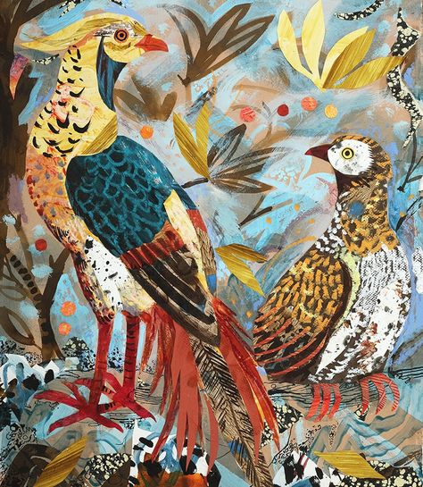 Mark Hearld, Golden Pheasant, Nature Collage, Glasgow School, Artist Card, Glasgow School Of Art, School Of Art, Royal College Of Art, Nature Illustration