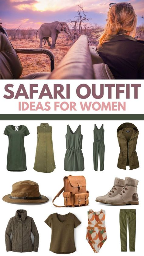 Safari Outfit Ideas Women, Safari Costume Women, Safari Dresses, Safari Outfit Ideas, What To Wear On Safari, Out Of Africa Style, Traveling To Africa, Safari Outfit Women, Africa Safari Clothes