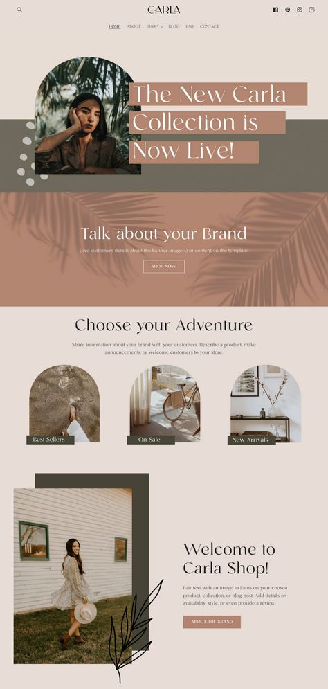 Retail Website Design Inspiration, Pinterest Banner Ideas, Earth Tone Website Design, Natural Website Design, Boho Website Design Inspiration, Aesthetic Website Layout, Boho Website Design, Luxury Website Design, Website Design Modern