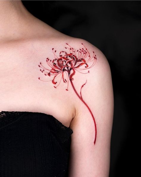 Lily Flower Tattoo, Red Flower Tattoos, Lillies Tattoo, Lily Tattoo Design, Lily Flower Tattoos, Lavender Tattoo, Red Spider Lily, Inspiration Tattoos, Lily Tattoo