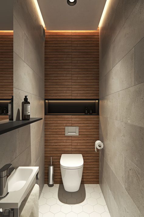 Interior Design Project in Contemporary Style Modern Home in Москва,… on Dwell Dwell Bathroom, Design Interior Baie, Top Bathroom Design, Toilette Design, Small Bathroom Remodel Designs, Wc Design, Small Toilet Room, Colors Schemes, Decor Baie