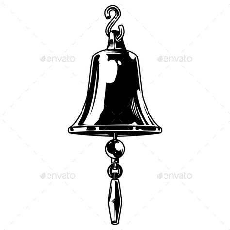 Vintage Monochrome Ship Bell #Monochrome, #Vintage, #Bell, #Ship Bell Template, Bell Sketch, Bell Drawing, Bell Illustration, Bell Tattoo, Nautical Tattoo Sleeve, Belle Tattoo, Bell Logo, Travel Vector