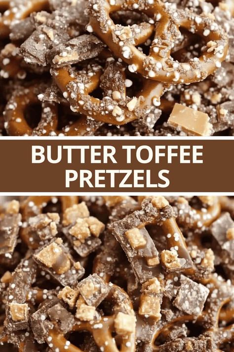 Toffee Pretzels With Heath Bits, Buttery Toffee Pretzels, Chocolate Toffee Pretzels, Salty Holiday Treats, Toffee Butter Pretzels, Holiday Pretzels Christmas, Christmas Cookies With Pretzels, Toffee Covered Pretzels, Pretzel Peanut Butter Dessert