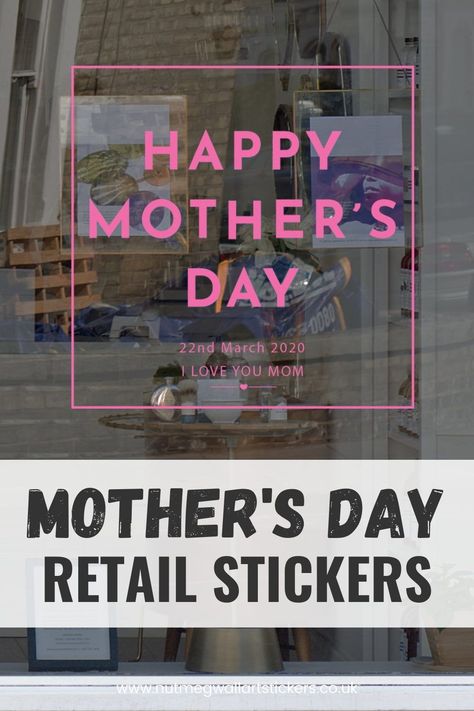 Mother's Day Retail Stickers | Retail Graphics by Nutmeg Studio. Mothers day window stickers for shop window retail vinyl graphics also available in static cling format and a variety of designs standard and bespoke solutions. Showcase the perfect Mother’s Day products in your shop with this Mother’s Day shop window sticker. Perfect for attracting customers! This Mother’s Day retail graphic is an easy way to create an instant impact with your visual merchandising. Visit the full range! Mothers Day Window Display, Holiday Window Display, Shop Window Stickers, Christmas Window Display, Diy Gifts For Mom, Window Graphics, Window Signs, Vinyl Graphics, Static Cling