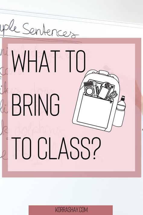 What do you need to bring to class?  #class #student #study #studytips Senior Year Of College, Girl College Dorms, Time Management College, College Guide, College Checklist, Laptop For College, College Resources, College Notes, My Backpack