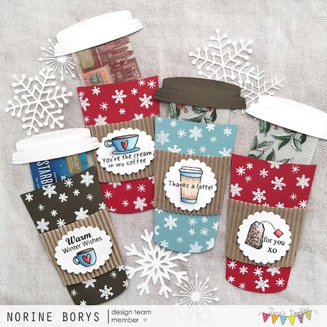 Starbucks Gift Card Holder, Gift Card Holder Template, Coffee Themed Cards, Coffee Gift Card, Winter Karten, Stampin Up Weihnachten, Coffee Gifts Card, Gift Cards Money, Christmas Gift Card Holders