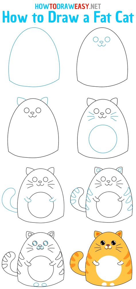 Easy Doodle Step By Step, Draw A Cat Step By Step, How To Draw A Cartoon Cat, How To Draw Cartoon Animals, How To Draw A Cat Step By Step Easy, How To Draw A Kitten, How To Draw Cats Step By Step, How To Draw A Cat Easy, Drawing Cats Easy