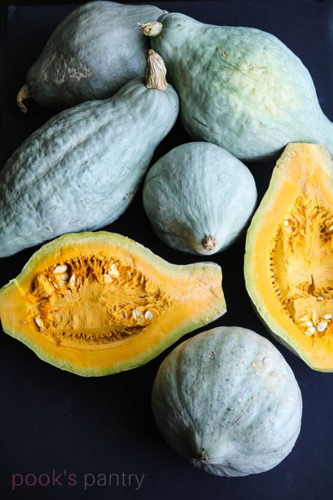 Stuffed Blue Hubbard Squash Recipes, Guatemalan Blue Squash Recipes, Blue Hubbard Squash Soup, Green Hubbard Squash Recipes, How To Cook Blue Hubbard Squash, Baked Winter Squash Recipes, Heirloom Squash Recipes, Squash Recipes For Thanksgiving, How To Cook Hubbard Squash In Oven