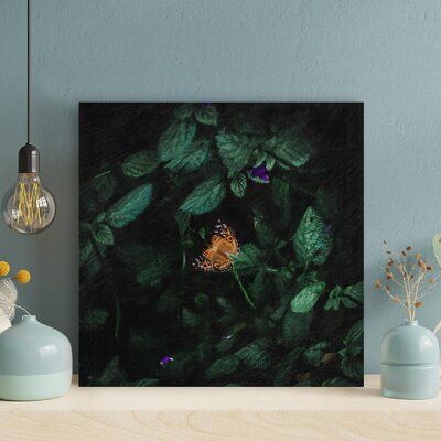 All pleasure is ours to have your attention on our finest canvas! This product is one of the indispensable items to highlight your room with impression and luxury. Also, it is such an excellent idea to make it a gift to your dearest ones! Size: 8" H x 8" W Brown Butterfly, Dark Blue Flowers, Painting Metal, Painting Green, Orange Home Decor, Green Paintings, Orange House, How To Wrap Flowers, Butterfly Painting