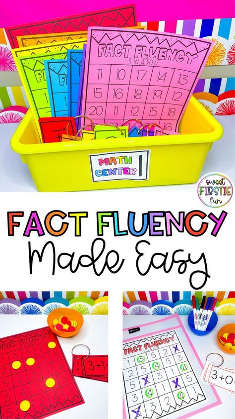 Addition Fluency First Grade, 1st Grade Math Fluency Practice, Fact Fluency Games 1st Grade, Math Fluency Kindergarten, Addition Math Centers First Grade, No Prep Centers First Grade, Math Fact Fluency First Grade, Math Facts Practice First Grade, Fluency Games 1st Grade