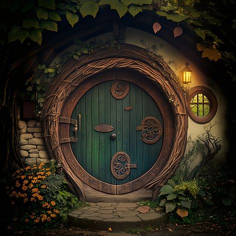 Hobbit Cottagecore, Door Concept Art, The Hobbit Door, Clinic Cabinet, Fantasy Door, Casa Dos Hobbits, Dorm Door Decorations, Fairy Doors On Trees, Hobbit Door