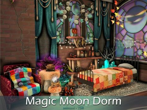 Sims 4 Magic Moon Dorm / TSR CC Only Magic Moon Dorm CC used! Please, read the Required section. Room: Bedroom Price: 32,954 Size: 7×6 Walls: medium Filesize: 74 KB Author: nolcanol #magic #sims #sims4 #furniture #sims4cc #bedroom Sims 4 Dorm, Sims 4 Dorm Cc, Sims Bedroom, Forest Kids Room, Bedroom Glam, Dinosaur Kids Room, Sims 4 Cc Download, Double Bed Mattress, Sims 4 Bedroom