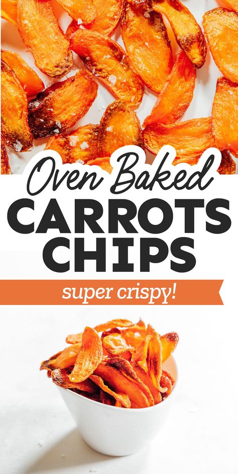 Baked Carrot Chips, Healthy Salty Snacks, Vegan Chips, Carrot Chips, Healthy Chips, Vegetable Chips, Vegetable Snacks, Baked Carrots, Homemade Chips