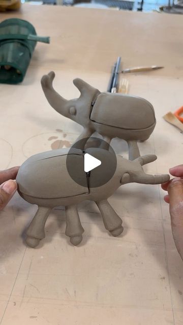 Marcia Selleri on Instagram: "W as in Wednesday, WIP, Wonderful Beetles. . . . #hanbuiltceramics #hanbuiltpottery #clay #claylove #beetle #rhino #weevil #beetlebox #marselbottega" Bug Pottery, Ceramic Beetle, Tiny Clay Creations, Clay Beetle, Clay Insects, Ceramic Bug, Clay Bugs, Cottage Core Crafts, Clay Sculpture Ideas