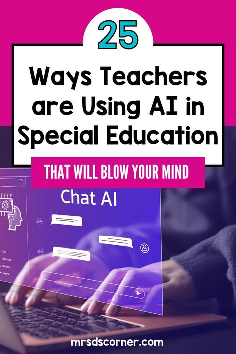 AI can be an amazing resource for teachers if it’s used correctly. And more and more teachers are using AI to save time and energy in the classroom. If you are looking for ways to use AI, ChatGPT or MagicSchool to help you save time in the special education classroom, here are 25 genius ways to use AI as a special education teacher including for assessments, lesson planning, behavior intervention, IEP goal writing, professional development and more. Learn how to use AI the right way here. Special Education Tips & Tricks, Special Education Inclusion, Special Education Organization, Cooking In The Classroom, Teacher Projects, Education Tips, Special Ed Teacher, Core Vocabulary, Behavior Interventions