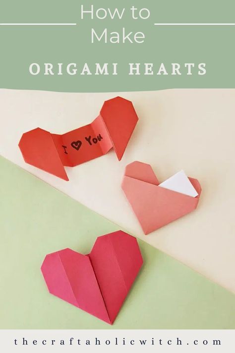 In this tutorial, we’ll take a look at three different methods for making origami hearts, complete with step-by-step folding instructions and a video tutorial. Paper Hearts Origami, Easy Origami Heart, Valentines Origami, Sticky Note Origami, Hearts Paper Crafts, Origami Cards, Cute Origami, Origami For Beginners, Origami Patterns