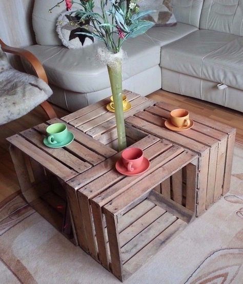 Wooden Crates Garden, Record Crate, Wooden Storage Crates, Vintage Wooden Crates, Crate Coffee Table, Wooden Fruit, Crate Diy, Apple Crates, Apple Boxes