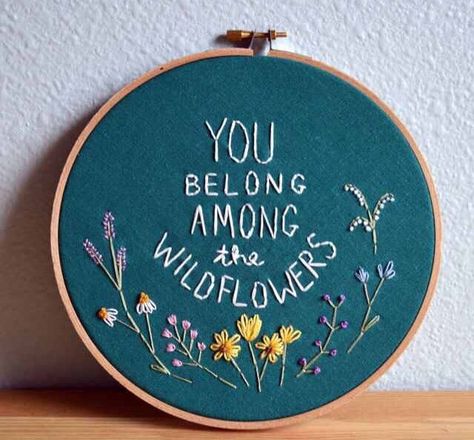 Hoop Art Wall, Among The Wildflowers, Embroidery Hoop Wall Art, Diy Broderie, Diy Bricolage, Pola Sulam, Tom Petty, 자수 디자인, Embroidery Hoop Art