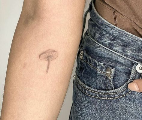 Delicate Mushroom Tattoo, Mushroom Tattoo Minimalist, Best Friend Mushroom Tattoo, Mushroom Minimalist Tattoo, Dainty Mushroom Tattoo, Small Mushroom Tattoo Ideas, Small Tattoos Mushroom, Fine Line Mushroom Tattoo, Mini Mushroom Tattoo