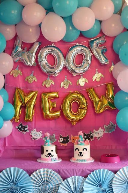 Kitten Birthday Party, Dog Themed Parties, Kitten Party, Puppy Birthday Parties, Kitten Birthday, Cat Birthday Party, Kitty Party, Puppy Birthday, Dog Birthday Party