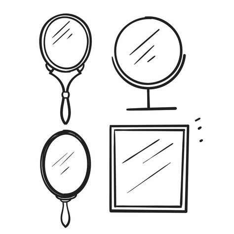 How To Draw A Mirror, Small Mirror Tattoo, Drawing On Mirror Ideas, Mirror Doodle, Mirror Drawing Ideas, Draw Mirror, Drawing Ideas Y2k, Toilet Drawing, Mirror Drawing