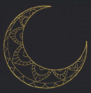 Talisman - Crescent Moon | Urban Threads: Unique and Awesome Embroidery Designs Crescent Moon Embroidery, Moon Embroidery Design, Moon Embroidery, Space Quilt, Crescent Moon Design, Sashiko Boro, Lace Tattoo, Dad Tattoos, Urban Threads