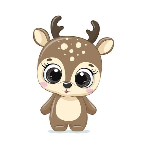 Cute baby deer. | Premium Vector #Freepik #vector #baby #girl #character #cartoon Deer Clipart, Deer Cartoon, Deer Nursery, Baby Animal Drawings, Art Mignon, Winter Clipart, Cartoon Christmas, Christmas Kids, Clipart Cartoon