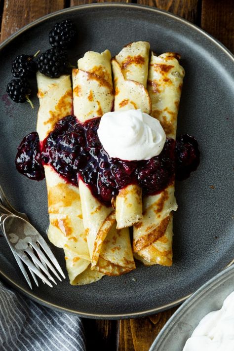 Authentic Finnish pancakes are a popular traditional dish eaten during Midsummer’s Eve or Christmas. Learn how to make traditional Finnish pancakes with this recipe. #finnishpancakes #pancakesrecipe #breakfastrecipe Blueberry Blintzes, Finnish Pancake Recipe, Finnish Pancakes, Blintzes Recipe, Blueberry Sauce Recipe, French Crepe Recipe, Finnish Food, Family Brunch, How To Make Crepe