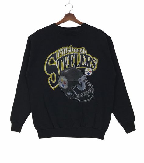 Vintage 90s Rugby Pittsburgh Steelers NFL Crewneck Big Logo print SpellOut Medium Size Sweatshirt. by ClockworkThriftStore on Etsy College Crewneck Sweatshirts, School Dr, Obx Dr, Singer Dr, Streamer Dr, Nfl Steelers, Miguel Diaz, Pug Shirt, Fame Dr