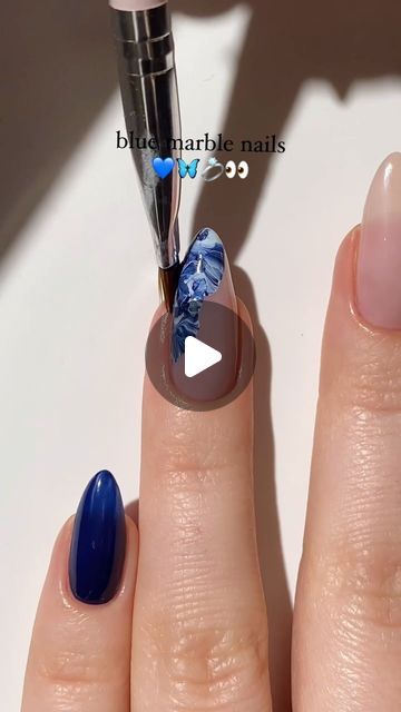 Dark Colour Nails Designs, Navy Blue Marble Nails, Nails 2024 Blue, Dark Blue Marble Nails, Royal Blue Marble Nails, How To Do Marble Nails, Marble Blue Nails, Dark Blue Nails With Design, Nails Design Marble